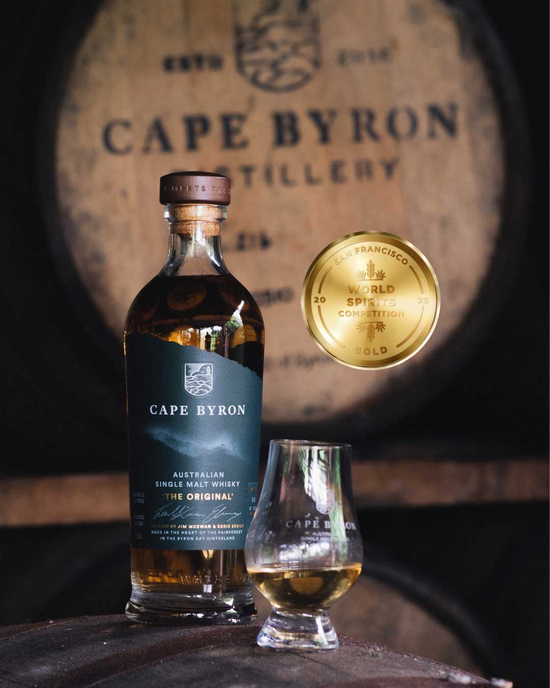 Cape Byron Single Malt Whisky Wins Gold at San Francisco World Spirits Competition 2023